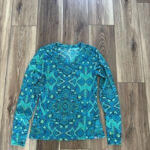 Title nine Women's Blue Patterned long sleeve top size XS